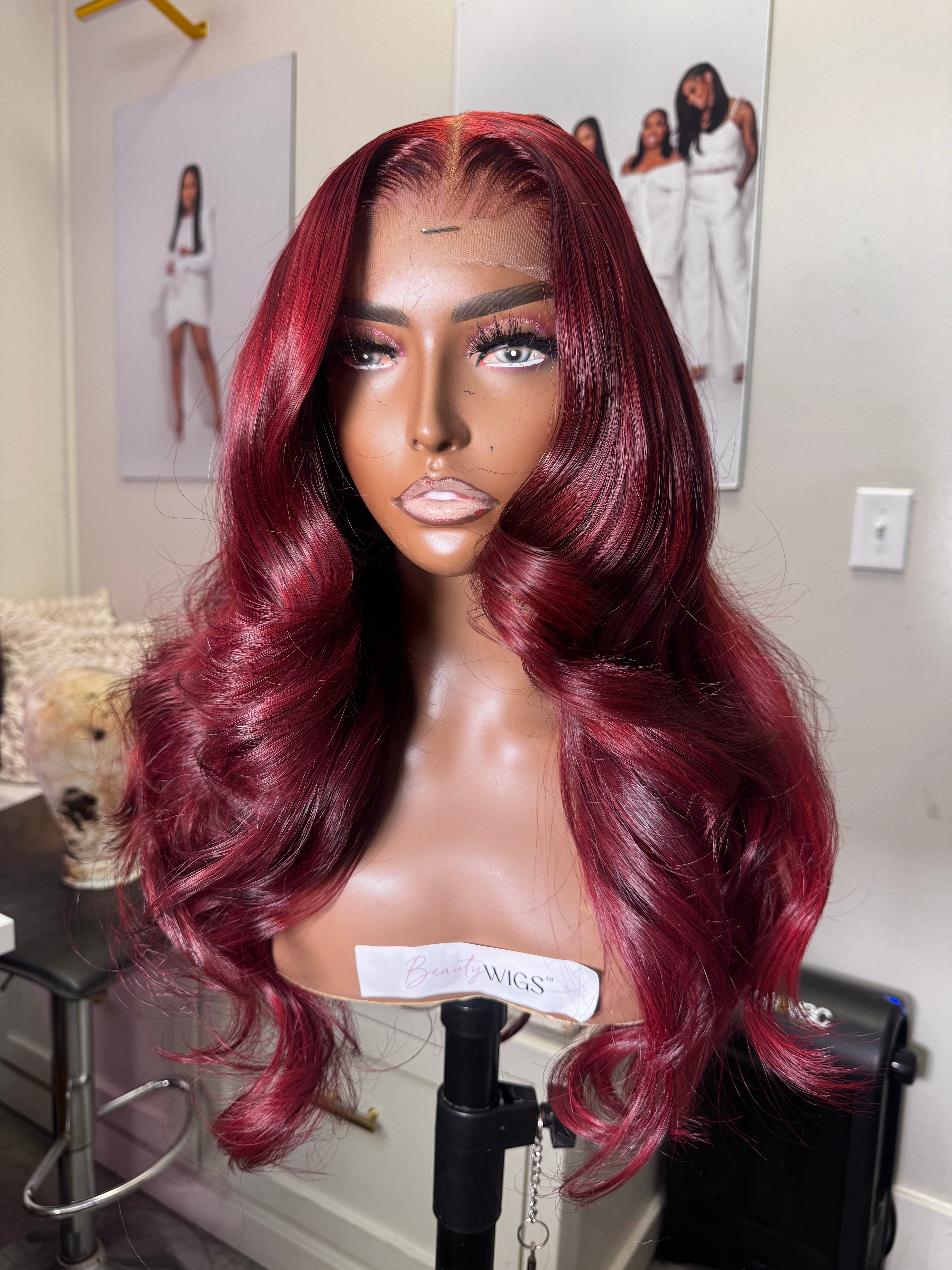 Red 5x5 Closure Wig – 24” Middle Part